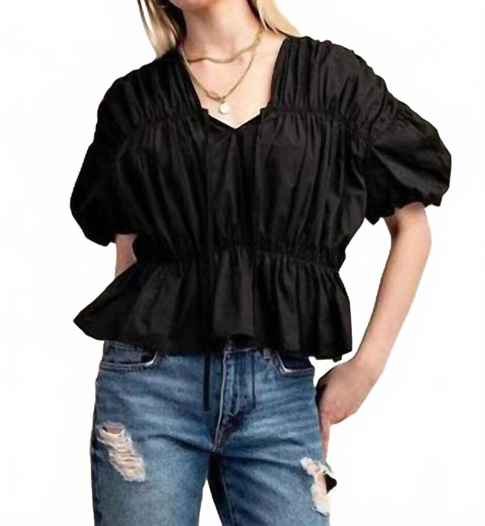 NEW GIGIO anything but basic puff sleeve top in black